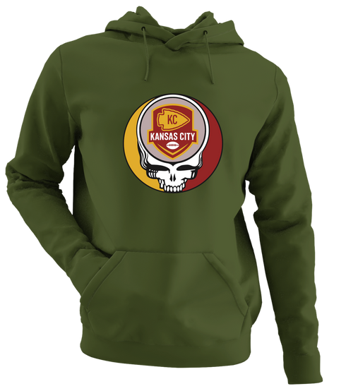 Kansas City Football - Premium Grateful Dead Hoodie - Military Green - 7
