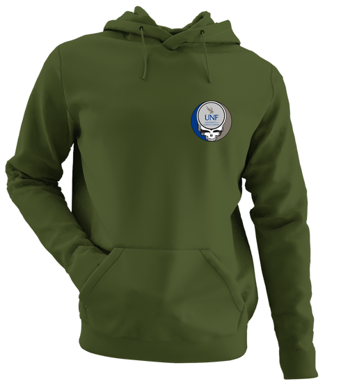 University of North Florida - Premium Grateful Dead Left Chest Hoodie - Military Green - 7