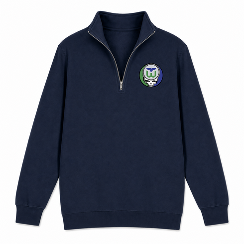 Hartford Whalers - Premium Grateful Dead Quarter-Zip Pullover - Navy - 4
