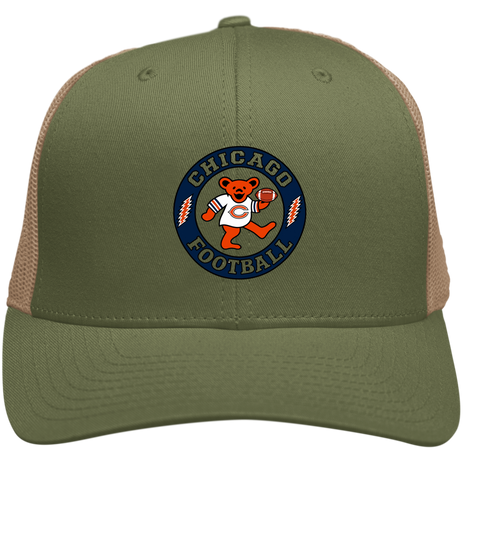 Chicago Football Dancing Bear Stealie Grateful Dead Trucker Cap - Moss | Khaki