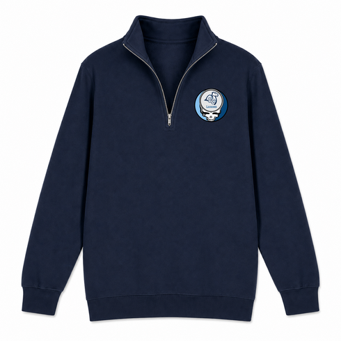Connecticut College Lacrosse - Premium Grateful Dead Quarter-Zip Pullover - Navy - 4
