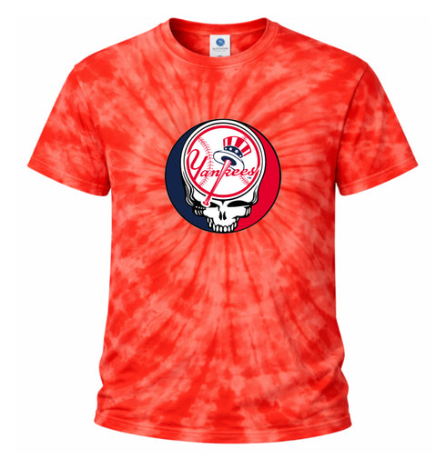New York Yankees Hat and Bat Stealie Tie-Dye Grateful Dead T-Shirt