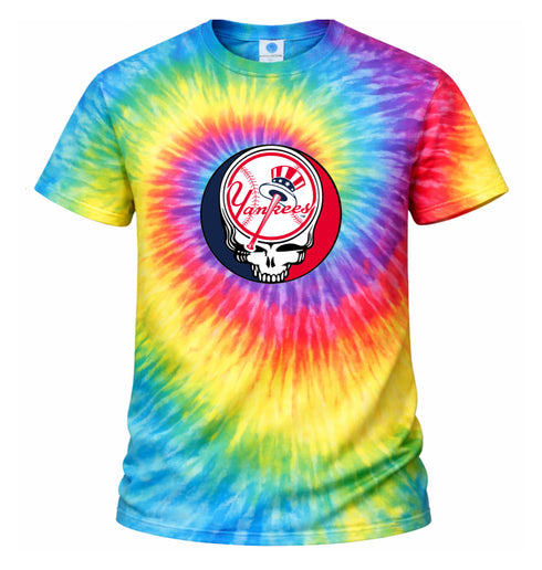 New York Yankees Hat and Bat Stealie Tie-Dye Grateful Dead T-Shirt