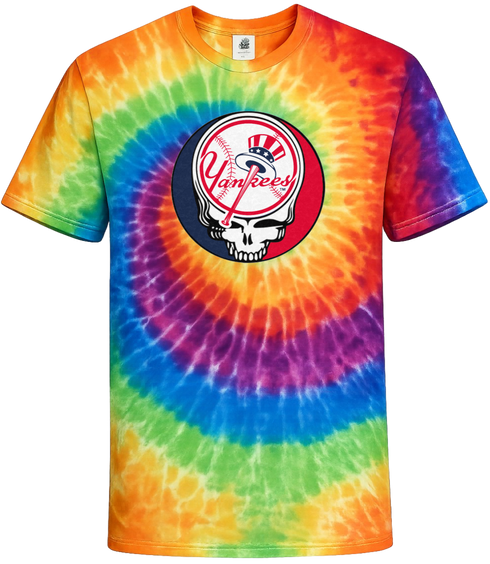 New York Yankees Logo Stealie Tie-Dye Grateful Dead T-Shirt