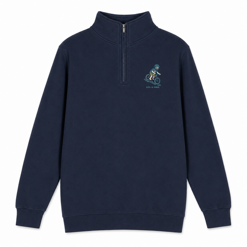 Jerry's Mountain Biking - Life is dead.® - Premium Grateful Dead Quarter-Zip Pullover - Navy - 4