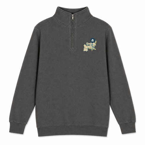 Chillin' Jerry Life is dead. - Premium Grateful Dead Quarter-Zip Pullover - Charcoal - 5
