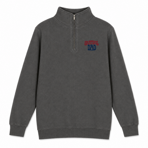 Grateful Dad - Premium Grateful Dead Quarter-Zip Pullover - Charcoal - 5