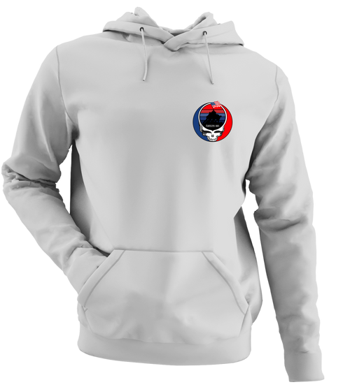 America 250 Iwojima Stealie - Life is dead.® - Premium Grateful Dead Left Chest Hoodie - Sport Grey