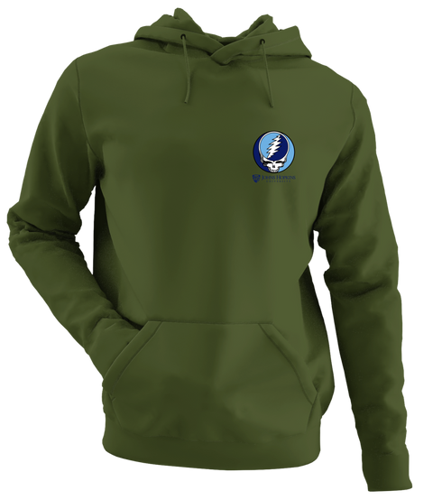 Johns Hopkins University - Premium Grateful Dead Left Chest Hoodie - Military Green - 7