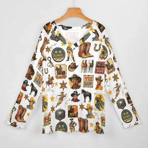 Grateful Dead - Baha Ranch Long Sleeve Vintage Cowboy Collage Top - StealieShop