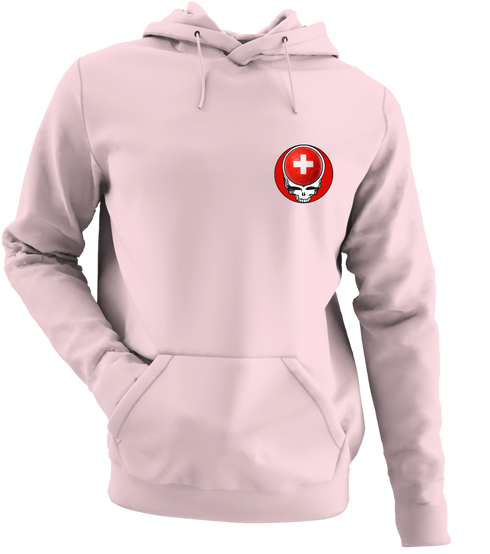 Switzerland FIFA World Cup - Premium Grateful Dead Left Chest Hoodie - Light Pink - 4