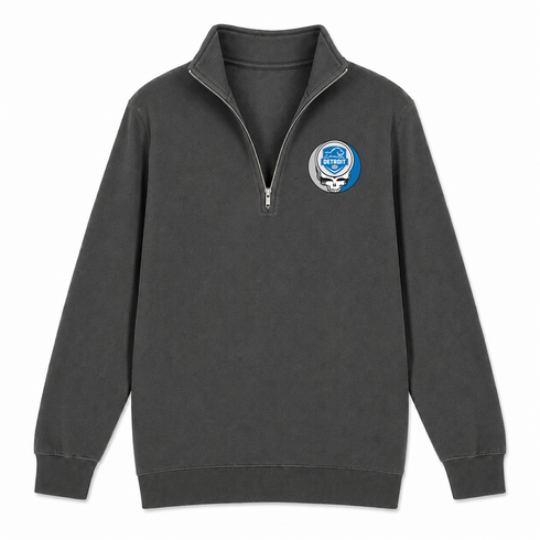 Detroit Football - Premium Grateful Dead Quarter-Zip Pullover - Charcoal - 6