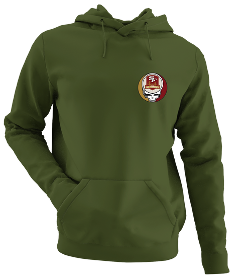 San Francisco Football - Premium Grateful Dead Left Chest Hoodie - Military Green - 7