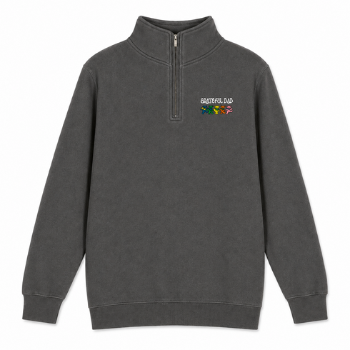 Grateful Dad - Premium Grateful Dead Quarter-Zip Pullover - Charcoal - 5