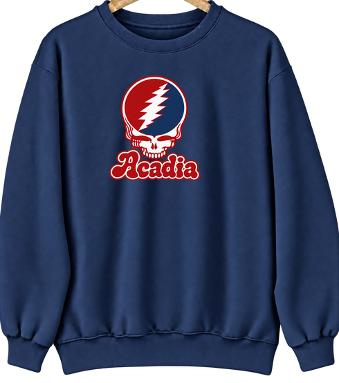 Acadia Stealie Premium Unisex Crewneck — Design: Acadia University — Navy