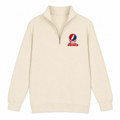 Acadia Stealie Premium Unisex Quarter-Zip — Design: Acadia University — Sand