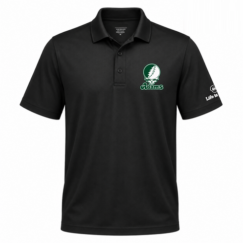 Adams Stealie Premium Unisex Polo — Design: Adams State University — Black