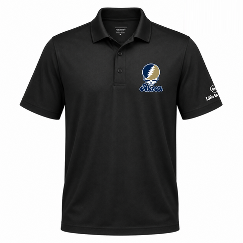 Akron Stealie Premium Unisex Polo — Design: Akron The University of — Black