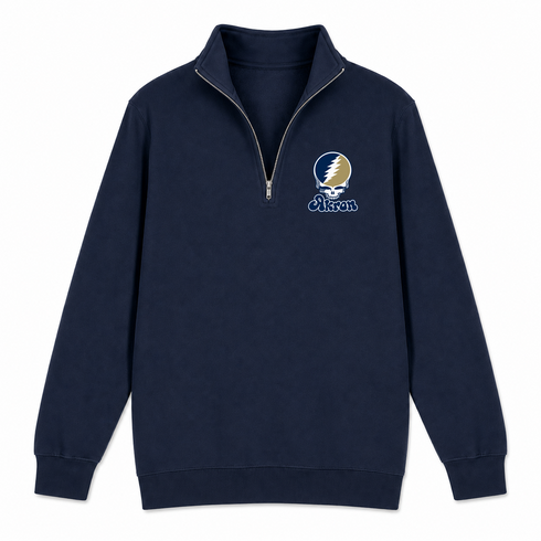 Akron Stealie Premium Unisex Quarter-Zip — Design: Akron The University of — Navy