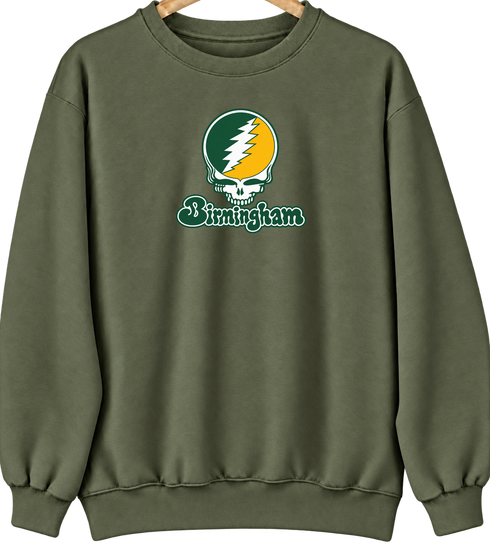 Birmingham Stealie Premium Unisex Crewneck — Design: Alabama at Birmingham University of — Military Green