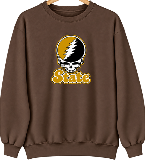 Alabama Stealie Premium Unisex Crewneck — Design: Alabama State University — Brown