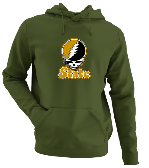 Alabama Stealie Premium Unisex Hoodie — Design: Alabama State University — Military Green