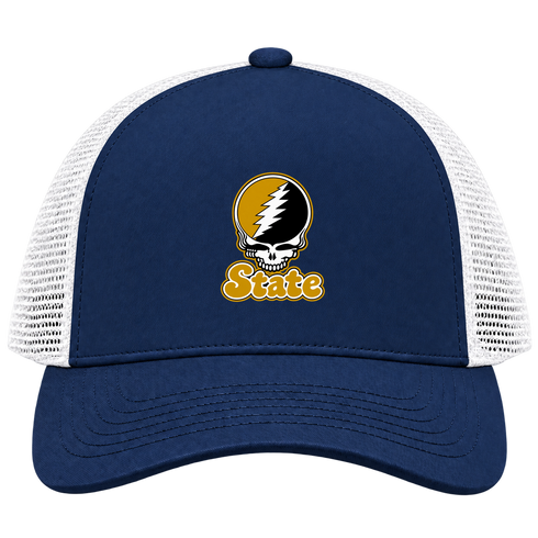 Alabama Stealie Premium Unisex Trucker Cap — Design: Alabama State University — Navy/White
