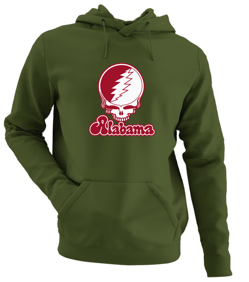 Alabama Stealie Premium Unisex Hoodie — Design: Alabama University of — Military Green