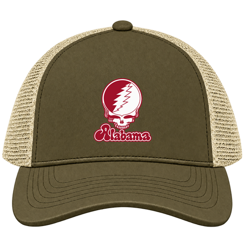 Alabama Stealie Premium Unisex Trucker Cap — Design: Alabama University of — Moss/Khaki