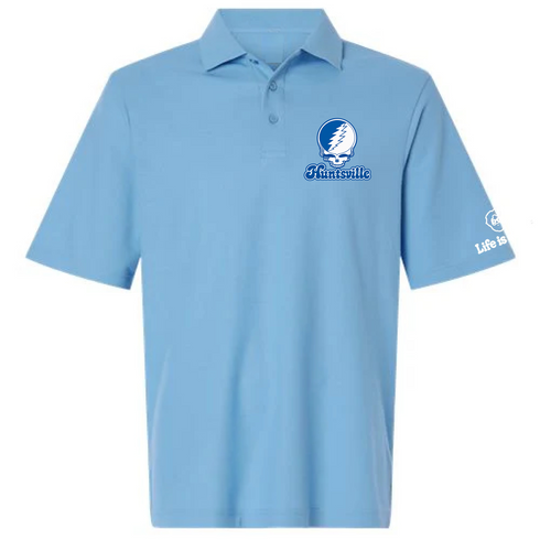 Huntsville Stealie Premium Unisex Polo — Design: Alabama in Huntsville University of — Blue