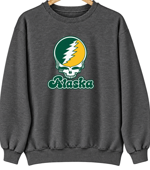 Alaska Stealie Premium Unisex Crewneck — Design: Alaska Anchorage University of — Dark Heather