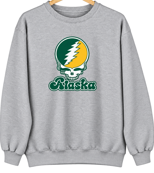 Alaska Stealie Premium Unisex Crewneck — Design: Alaska Anchorage University of — Sport Grey