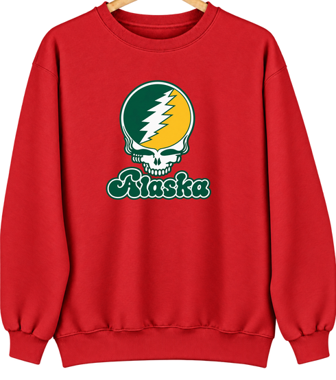 Alaska Stealie Premium Unisex Crewneck — Design: Alaska Anchorage University of — Red