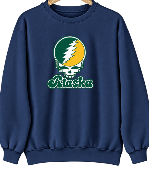 Alaska Stealie Premium Unisex Crewneck — Design: Alaska Anchorage University of — Navy