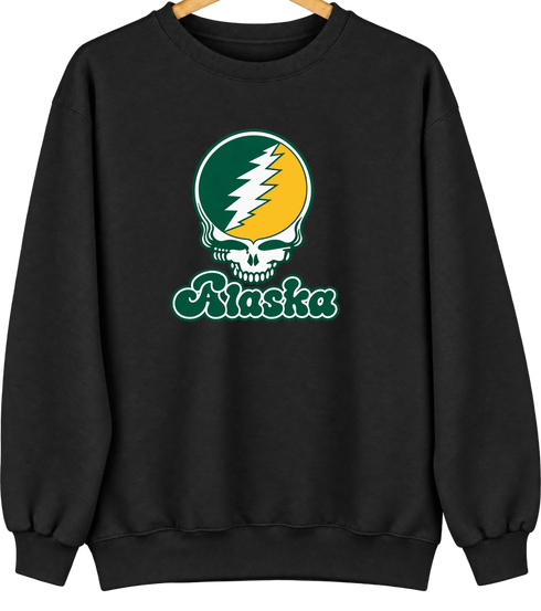Alaska Stealie Premium Unisex Crewneck — Design: Alaska Anchorage University of — Black