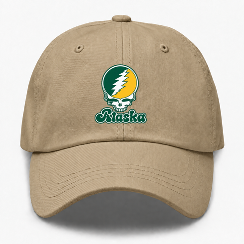 Alaska Stealie Premium Unisex Dad Hat — Design: Alaska Anchorage University of — Khaki