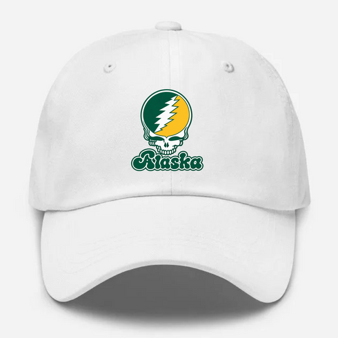 Alaska Stealie Premium Unisex Dad Hat — Design: Alaska Anchorage University of — White