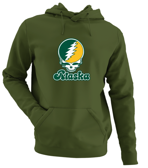Alaska Stealie Premium Unisex Hoodie — Design: Alaska Anchorage University of — Military Green