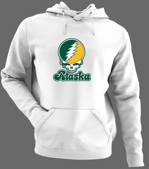 Alaska Stealie Premium Unisex Hoodie — Design: Alaska Anchorage University of — White/Grey