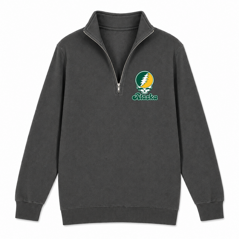 Alaska Stealie Premium Unisex Quarter-Zip — Design: Alaska Anchorage University of — Charcoal