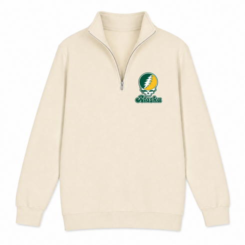 Alaska Stealie Premium Unisex Quarter-Zip — Design: Alaska Anchorage University of — Sand
