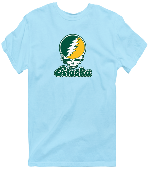 Alaska Stealie Premium Unisex T-Shirt — Design: Alaska Anchorage University of — Light Blue