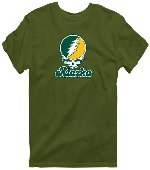 Alaska Stealie Premium Unisex T-Shirt — Design: Alaska Anchorage University of — Military Green