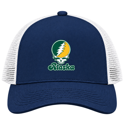 Alaska Stealie Premium Unisex Trucker Cap — Design: Alaska Anchorage University of — Navy/White