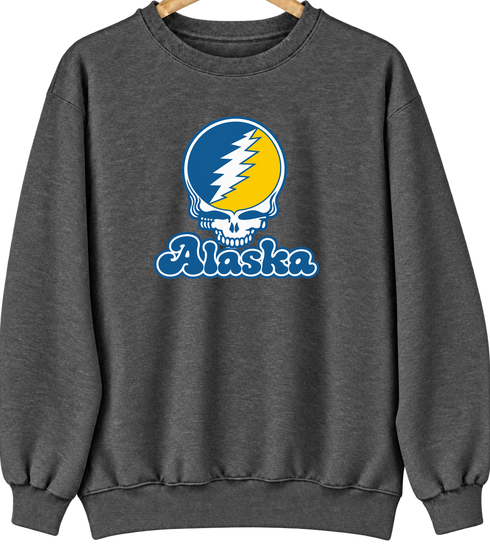 Alaska Stealie Premium Unisex Crewneck — Design: Alaska Fairbanks University of — Dark Heather
