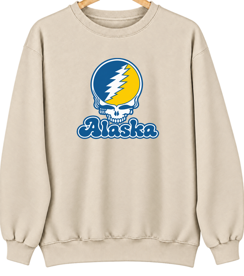 Alaska Stealie Premium Unisex Crewneck — Design: Alaska Fairbanks University of — Sand