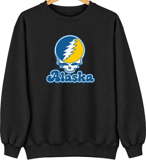Alaska Stealie Premium Unisex Crewneck — Design: Alaska Fairbanks University of — Black