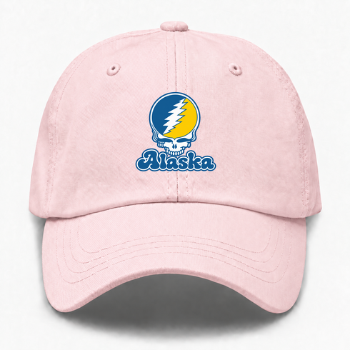 Alaska Stealie Premium Unisex Dad Hat — Design: Alaska Fairbanks University of — Pink