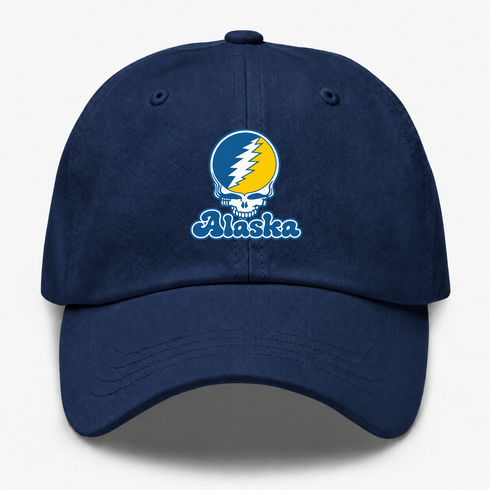 Alaska Stealie Premium Unisex Dad Hat — Design: Alaska Fairbanks University of — Navy