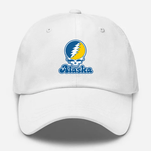 Alaska Stealie Premium Unisex Dad Hat — Design: Alaska Fairbanks University of — White